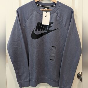 NWT Nike Sweatshirt women Large Purple Swoosh Fleece lining Pullover